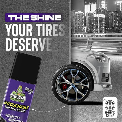 Cristal Products Untouchable Tire Shine Spray Crazy Ice (4 Pack) – Wet Look Tire Shine, No Sling, Long Lasting Car Tire Shine, Easy No Touch Application