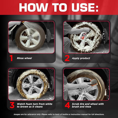 Black Magic 120228 Intense Foam Wheel & Tire Cleaner, High-Foaming Formula for Deep Cleaning, Removes Dirt, Grime & Brake Dust – Safe on All Wheels, 22 Fl Oz