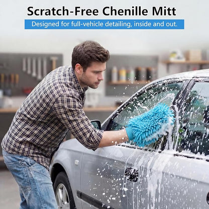 Car Wash Mitt,Detailing Ultra-Soft Chenille Microfiber Auto Gloves,Scratch-Free&Lint-Free,Safe for Trucks,SUVs, RVs&More