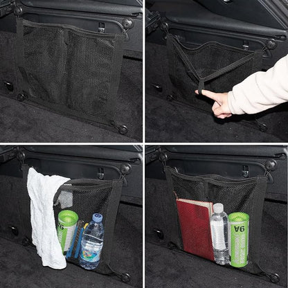 2 Pack Small Cargo Net Pocket Storage Mesh Netting Organizer with 8 PCS Mounting Screws for Car RV SUV Camper Boat 15.7 x 13.8 inches