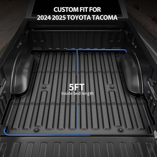 OEDRO Truck Bed Mat Fit for 2024 2025 2026 Toyota Tacoma 5FT, TPE All Weather Tacoma 5FT Heavy Duty Pickup Bed Liner Accessories, Black