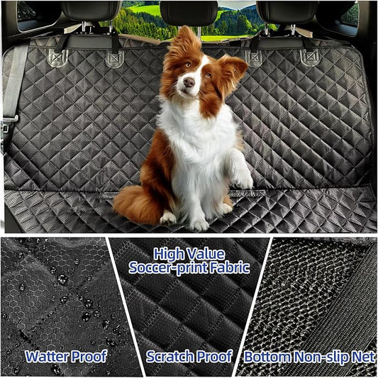 JSTHT Dog Car Seat Cover for Back Seat Waterproof Bench Seat Cover Protector Nonslip Durable Soft Pet Dog Back Seat Cover for Car, Truck, & SUV (Black)