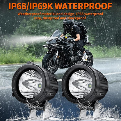4WDKING 2" LED Round Light 20W Spot Driving Light Waterproof Off-Road Work Lamp for Motorcycle, ATV, UTV, Dirt Bike, 4x4 Pickup Truck, Boat, Trailer - Pack of 2