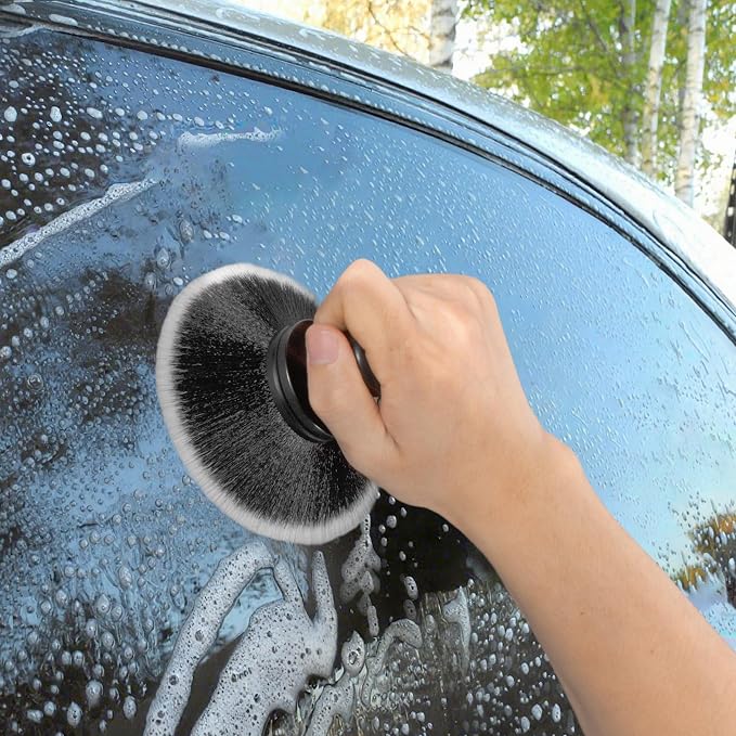 BABYSHEEP Ultra Soft Bristles Detailing Brush -Synthetic Brush, Car Detail Brush, 5.0 Inch Diameter Covers Large Area Inside or Outside Vehicles (Black-Grey)