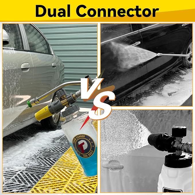 Tool Daily Foam Cannon with Pressure Washer Gun, Dual Connector Accessory, Power Washer Gun with 3/8'' Swivel Connector, Adjustable Soap Cannon with M22-14 and 1/4” Quick Connect Fittings, 1.5 Liter