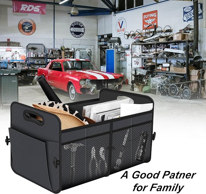 Femuar Car Trunk Organizer with 72L Large Capacity Waterproof Collapsible and 11 Pockets, Trunk Organizer for Car SUV/Jeep/Sedan, Large Size, Grey