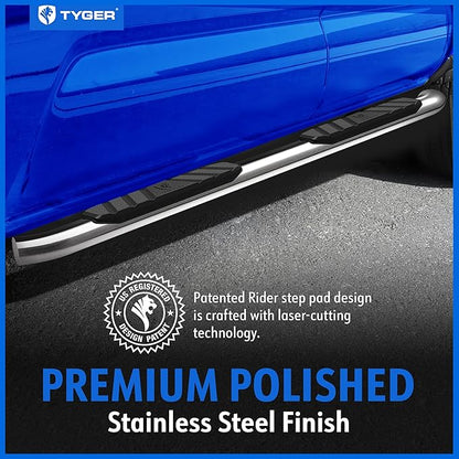 Tyger Auto 3.5" Rider Running Boards Compatible with 2009-2018 Dodge Ram 1500; 2010-2026 2500 3500; 2019-2024 Classic | Crew Cab | TG-SS2D35317 | Side Step Rail Nerf Bars