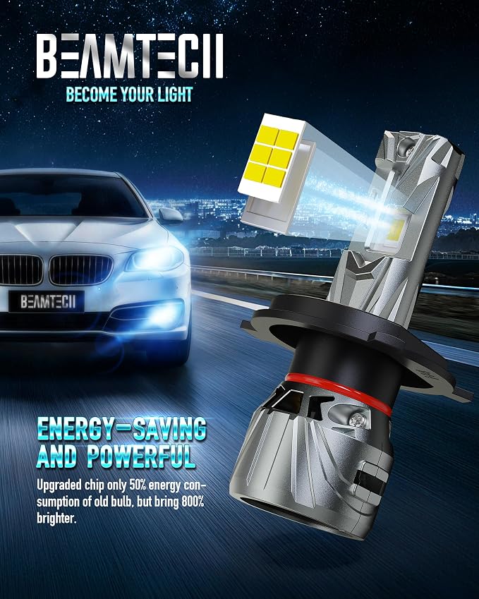BEAMTECH H-4 Bulb, Fit For 2014-2021 Tundra, 2000-2013 2019-2022 Accent, 1997-2015 Tacoma, Pack of 2