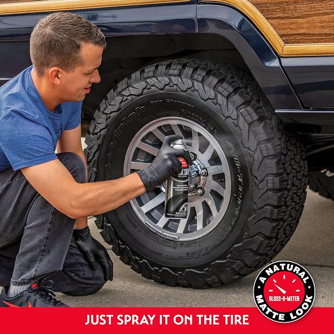 Griot's Garage Black Satin Tire Coating, Provides a Low-Gloss, Satin Finish, Non-Greasy, Long-Lasting, Quick-Drying, Easy-to- Use, No Mess, 10951, 15oz