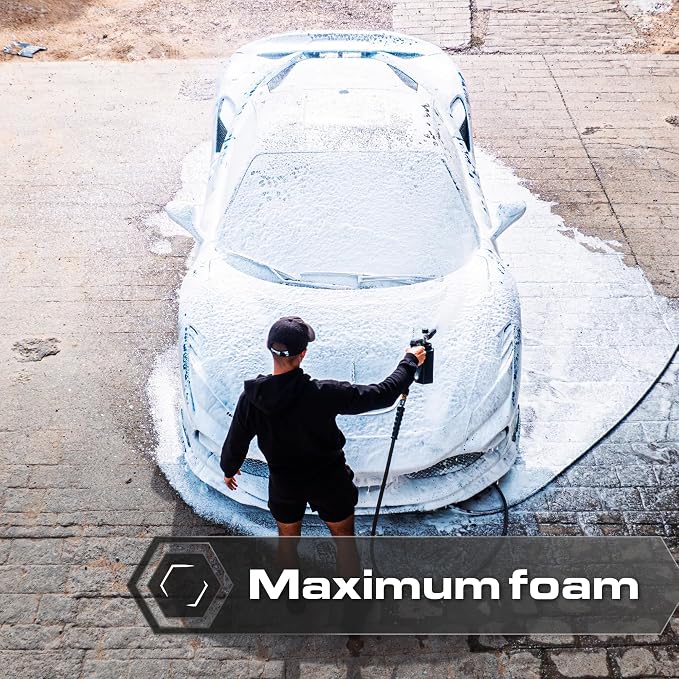 Blackline Foam Cannon for Pressure Washers (Wide Mouth), Durable Car Wash Foam Gun, Easy to Use & Adjust, Creates Thick Foam, 1L Bottle & Snow Foam Lance w/ 1/4" Quick Connect