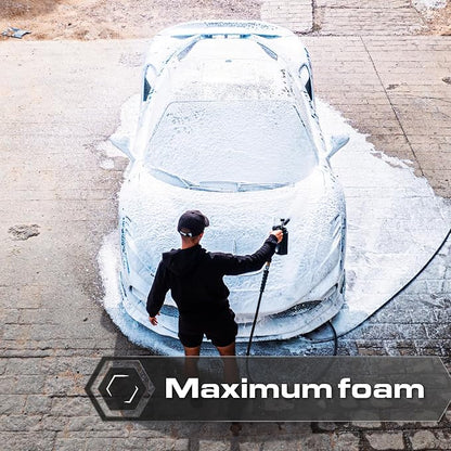 Blackline Foam Cannon for Pressure Washers (Wide Mouth), Durable Car Wash Foam Gun, Easy to Use & Adjust, Creates Thick Foam, 1L Bottle & Snow Foam Lance w/ 1/4" Quick Connect