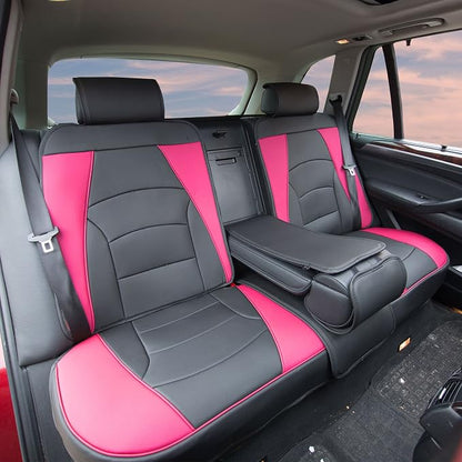 FH Group Ultra Comfort Highest Grade Faux Leather Full Set Cushion Pads Car Seat Covers for Front and Rear– Universal Fit for Cars Trucks & SUVs Pink/Black