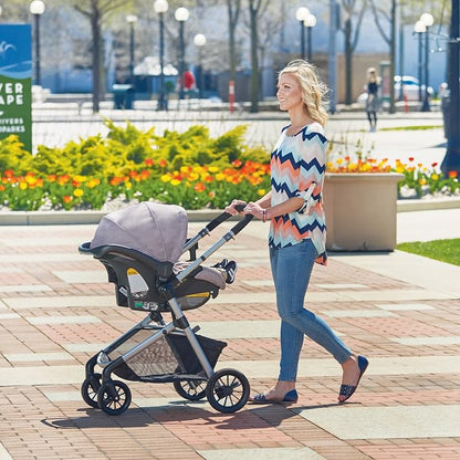 Evenflo Pivot Modular Travel System with LiteMax Infant Car Seat with Anti-Rebound Bar (Desert Tan)