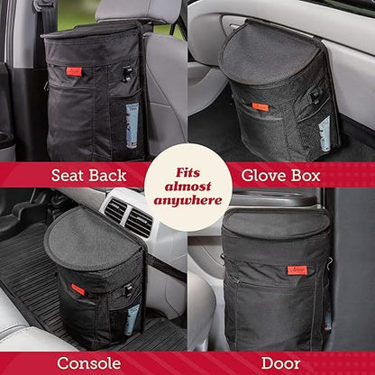 Lusso Gear Spill-Proof Car Trash Can - Easy to Clean Hanging Garbage Bin - Leak-Proof Lid, Removable Liner, Waterproof - Keeps Truck, SUV, Car, Minivan Clean & Odor Free - 2.5 Gallon Tan Car Trash Can