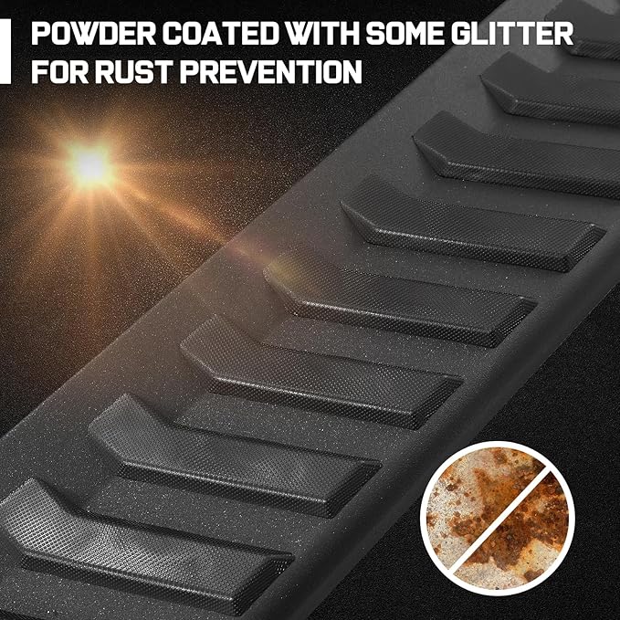 COMNOVA Pair Running Board Nerf Bar Compatible with 15-26 Ford F150 Superduty Crew Cab（4 Full Size Doors） Rocker Slider Side Steps,Width 6 Inches V Style.with OE Style Brackets