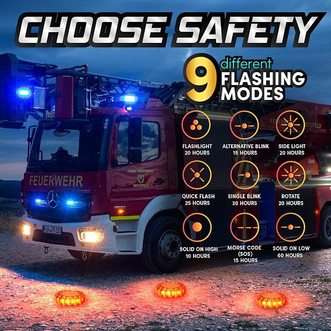 Marcala 12-Pack Emergency Flares for Vehicles | Emergency Roadside Lights | Complete LED Road Flares Kit | Emergency Lights For Vehicles | Perfect For Gifting or Everyday Roadside Safety