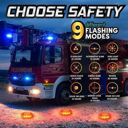 Marcala 12-Pack Emergency Flares for Vehicles | Emergency Roadside Lights | Complete LED Road Flares Kit | Emergency Lights For Vehicles | Perfect For Gifting or Everyday Roadside Safety
