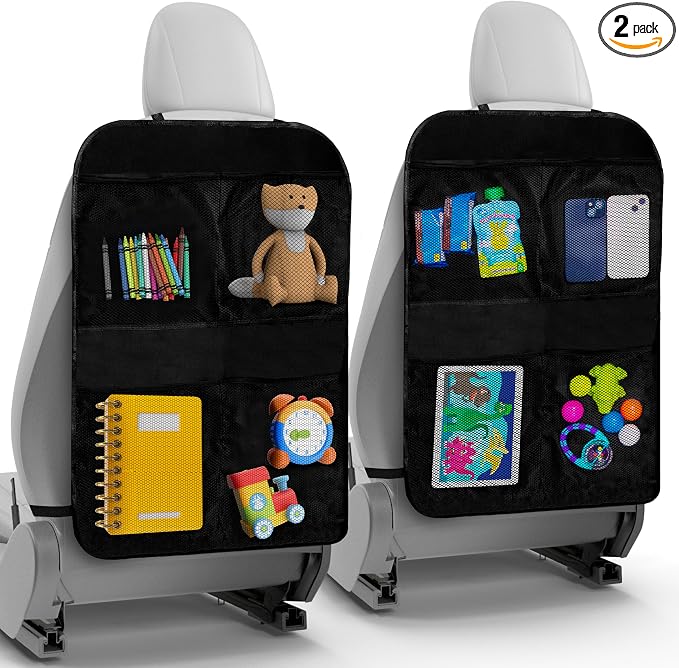 Todays Kids 2 Pack Kick Mats Back Seat Protector - Backseat Car Organizer for Kids, Car Storage Organizer, Back Seat Cars Organizers, Cars Organizers Backs Seats, Travel Accessories, 4 Pockets