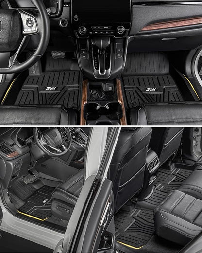 3W Floor Mats and Cargo Liner Fit for Honda Pilot 2023 2024 2025 2026, Custom Fit All Weather Honda Pilot Accessories Odorless Anti-Slip TPE Full Set Mats Black