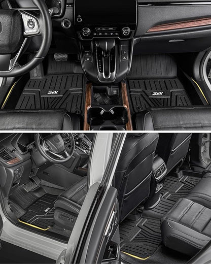3W Floor Mats Fit for Honda CR-V 2017-2022 (Include Hybrid) TPE All Weather Custom Fit Floor Liner for Honda CRV 1st and 2nd Row Full Set Car Mats Black