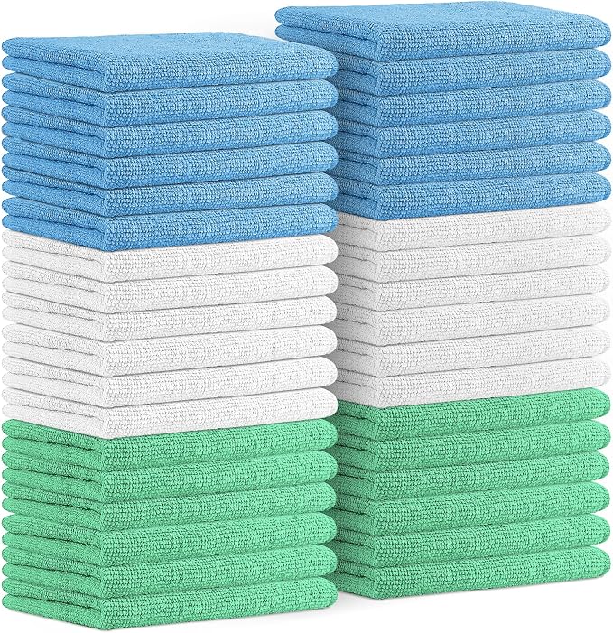 Avalon Towels Microfiber Cleaning Cloths (Value Pack of 36) - Size 16 x 16 Inches, Highly Absorbent Cleaning Rags, Lint Free, Reusable and Washable, Microfiber Towels for Cars