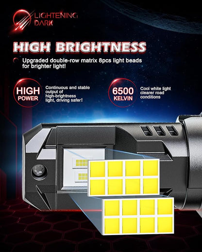 H13 9008 Fog, 9008/H13 Bulbs +400% Bright 6500K Xenon White 24000LM Fanless Wireless Plug and Play Compatible with F150 F250 F350 Gladiator Wrangler Ram1500/2500/3500 (Pack of 2)