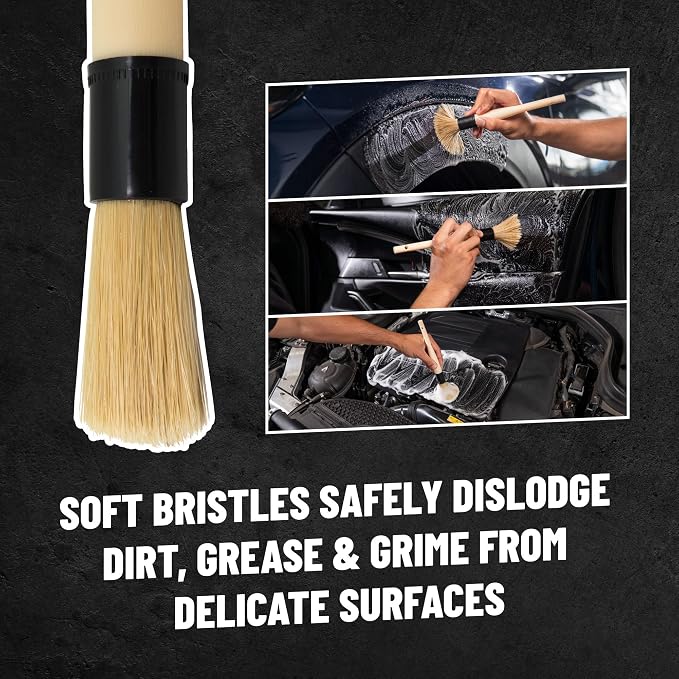 Chemical Guys Boars Hair Soft Detail Detailing Brush (2 Pack) – Gentle Natural Bristle Brushes for Interior, Emblems, Wheels & Sensitive Surfaces