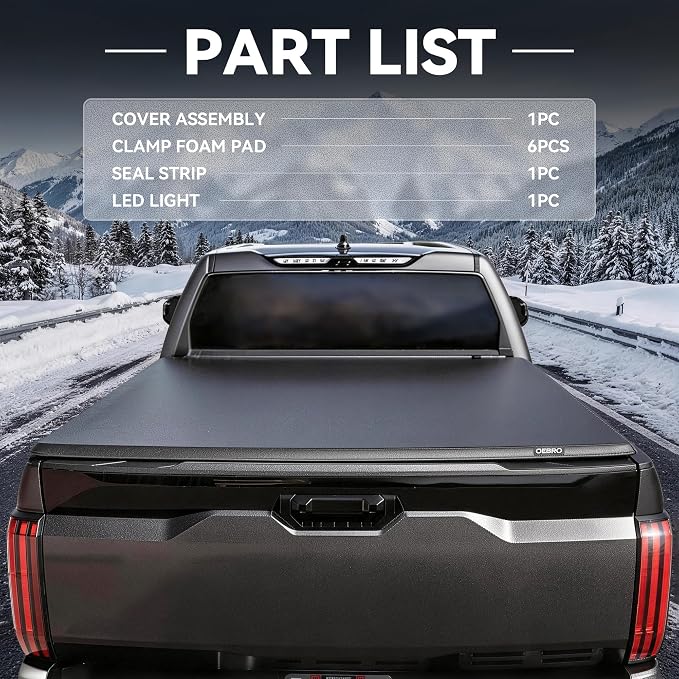 oEdRo Tri-Fold Truck Bed Soft Tonneau Cover Compatible with 2019-2026 Chevy Silverado 1500 / GMC Sierra 1500 New Body Style, Fleetside 5.8 Feet Bed w/o Multi-Flex Tailgate
