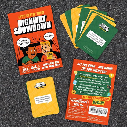 WELL BALANCED Highway Showdown – Fun & Competitive Trivia Car Game for Adults & Teens, Road Trip Travel Essentials
