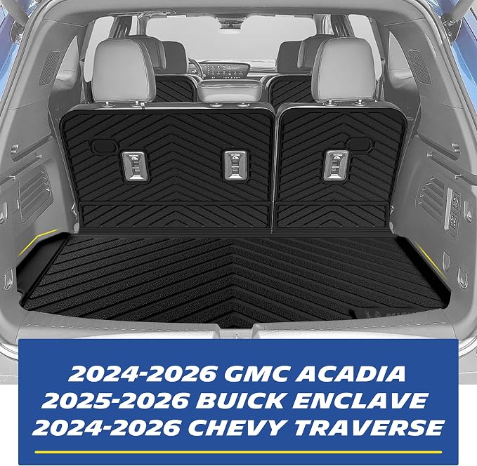 Michelin Vehicle Mats, All-Weather TPE Custom Fit Liner for 2024-2026 Chevy Traverse/2024-2026 GMC Acadia/2025-2026 Buick Enclave 7 Seats(9 Piece), Not Fit 2024 Traverse Limited, Premier