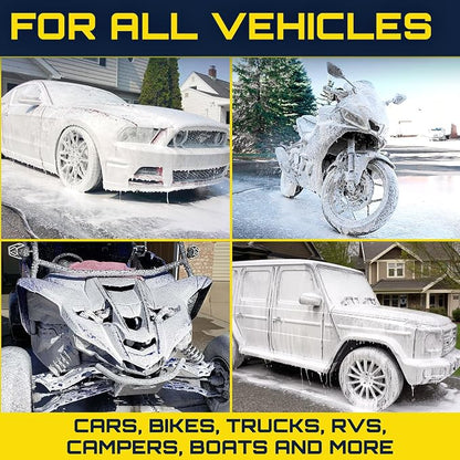 Clean Car USA Foam King Foam Cannon for Pressure Washer, Car Wash Soap Sprayer with 1/4" Quick Connector, Wide-Neck Bottle, Adjustable Snow Foam Blaster for Auto Detailing, Trucks, Motorcycles & More