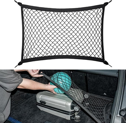 Elastic Cargo Net for SUV, Car Trunk Net Organizer with ABS Hook Storage Mesh Cargo Nets 27.5 x 19.6 inches for Truck Bed Tailgate Netting Accessories