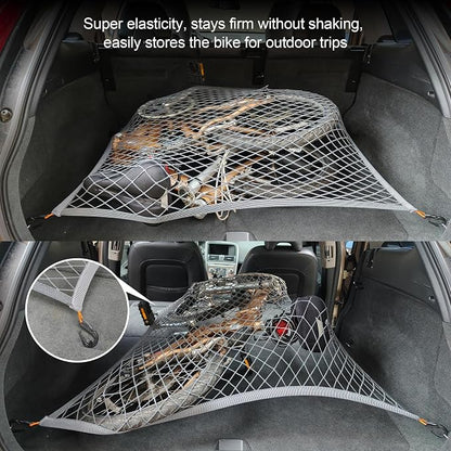 Cargo Net for SUV Trunk Organizer Elastic Storage Mesh Net with ABS Hook 31.5x23.6 Inches Stretch to 70.8x47.2 Inches Cargo Netting for Pickup Trucks Tailgate Accessories Gray