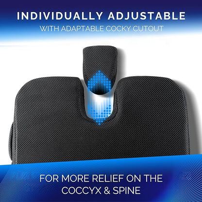 Healthfix® Car Seat Wedge Cushion | Orthopedic Memory Foam Car Seat Wedge Pillow for Driving Comfort & Posture | Seat Riser Cushion for Short Drivers & Back Pain Relief (Medium (130–200 lbs))