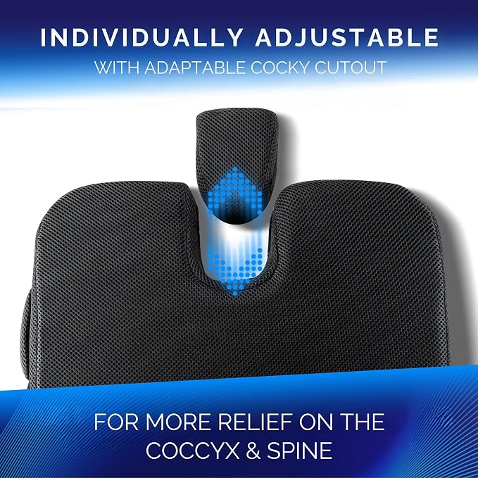 Healthfix® Car Seat Wedge Cushion | Orthopedic Memory Foam Car Seat Wedge Pillow for Driving Comfort & Posture | Seat Riser Cushion for Short Drivers & Back Pain Relief (Soft (99–150 lbs))