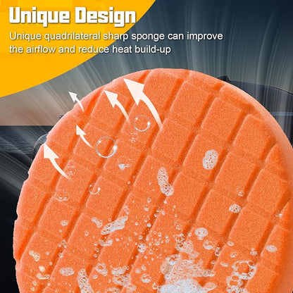 6 Inch Buffing Polishing Pads, 3Pcs Orange T80 Polishing Pad High-Density Buffing Sponge Pads 6.5 Inch Face for 6 Inch 150mm Backing Plate for Car Buffer Polisher Compounding, Polishing & Waxing