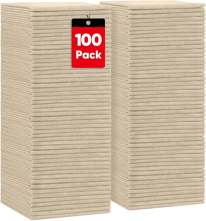 HOMEXCEL Microfiber Cleaning Cloths Brown, 100 Pack Microfiber Towels for Cars, Lint Free & Scratch-Free Bulk Cleaning Rags for House, Kitchen, Car and Shop, Absorbent Cleaning Towels 11.5 x 11.5 inch