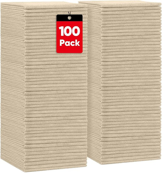 HOMEXCEL Microfiber Cleaning Cloths Brown, 100 Pack Microfiber Towels for Cars, Lint Free & Scratch-Free Bulk Cleaning Rags for House, Kitchen, Car and Shop, Absorbent Cleaning Towels 11.5 x 11.5 inch