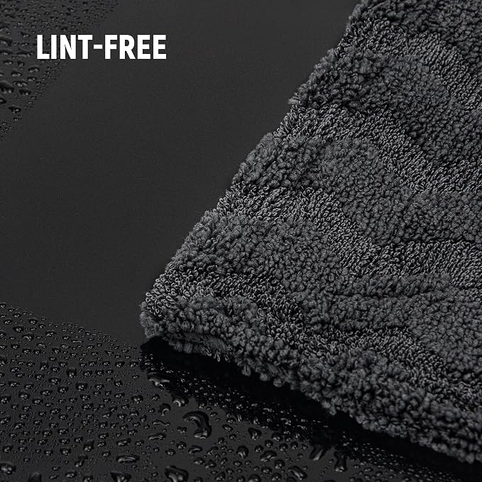 LIVOS 1000GSM Car Drying Towel, 18" x 24" Dual Sided Microfiber Towels for Cars, Ultra Absorbent Lint & Scratch-Free, Edgeless Twisted-Loop, Premium Wash Towel, Wave Grey