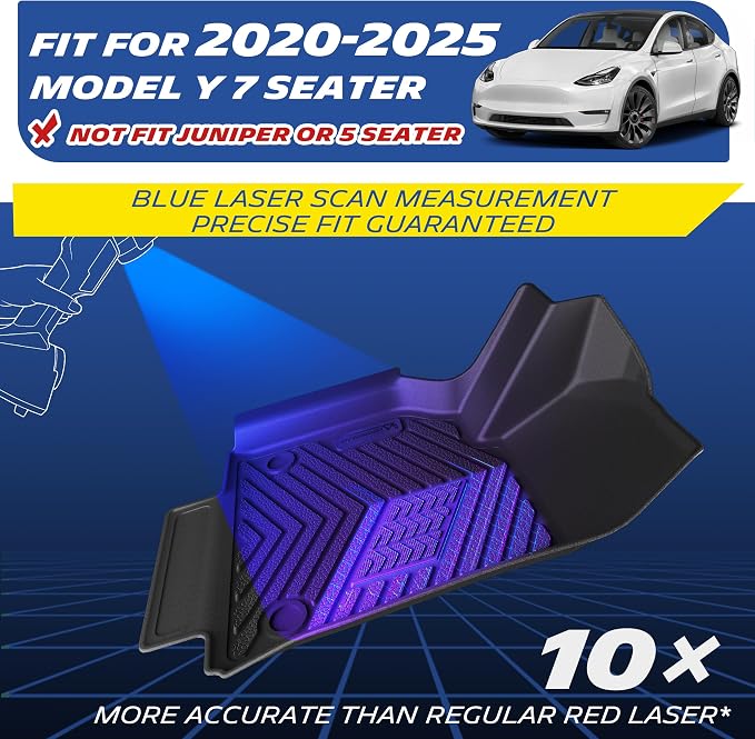 Michelin Vehicle Mat, All-Weather TPE Custom Fit Liner for Tesla Model Y 7 Seat Floor Mats 2020-2025 (7 Piece), Not Fit Premium or Performance, Premier