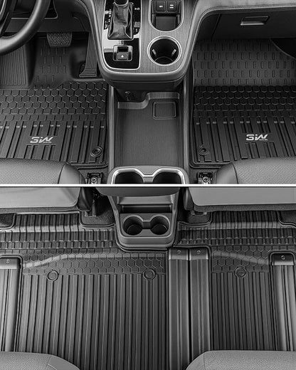 3W Floor Mats&Cargo Liner for Toyota Sienna 2021-2026 7 Seat (Not Fit 25 26 Platinum) TPE Custom Fit Floor Liner for Sienna XLE/XSE/Limited Full Set and Trunk Mat(w/o Spare tire)