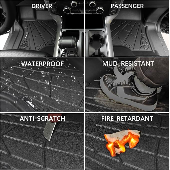 KARPAL Floor Mats for 2015-2026 Ford F-150 Supercrew/Supercab (Includes 2022-2026 Lightning), Custom Fit TPE All Weather Ford F150 Accessories Front Floor Liner