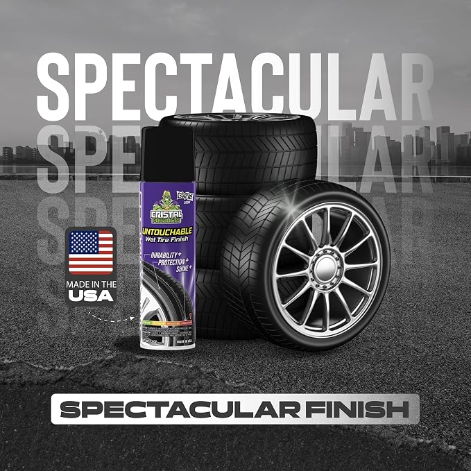 Cristal Products Untouchable Tire Shine Spray Crazy Ice (12 Pack) – Wet Look Tire Shine, No Sling, Long Lasting Car Tire Shine, Easy No Touch Application