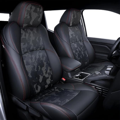 Carlimeki Leather Seat Covers Custom Fit for Tacoma Gen 4th (2024-2026) Double Cab, for SR, SR5, TRD PreRunner, TRD Sport, TRD Off-Road, Limited, Trailhunter - Armrest Covers Included - Fully Covered