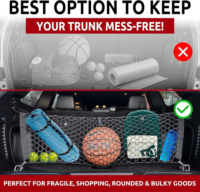 Envelope Style Trunk Mesh Cargo Net - For Jeep Grand Cherokee 2011 - 2021 Car Accessories - Premium Trunk Organizers and Storage - SUV Truck Cargo Nets - Vehicle Carrier Organizer for Cherokee WK