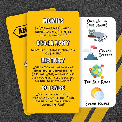 WELL BALANCED Road Trip Trivia - Road Trip Games for Kids Travel Essentials Car Activities Must Haves for Ages 8+