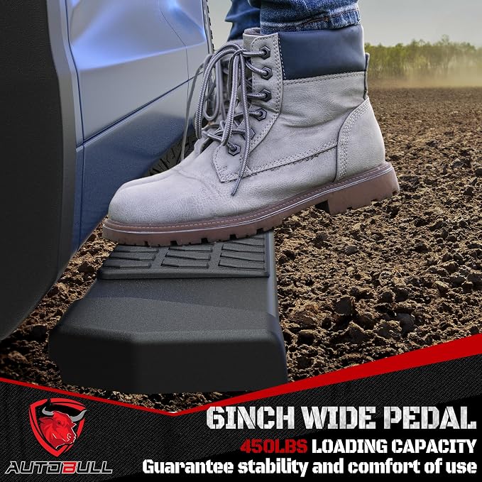 6 Inches Running Boards Side Steps Compatible with 2007-2021 Toyota Tundra Crewmax Cab 4 Full Size Doors, Black Textured Aluminum Nerf Bars