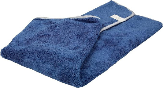Maxshine 16" x 24" 600GSM Dark Blue Ultimate Crazy Microfiber Towel with Silver Silk Border – Ultra-Soft & Absorbent – Ideal for Car Detailing, Drying & Polishing