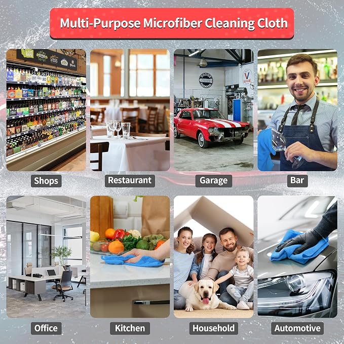 Shop Towels, 100 Pack Microfiber Towels for Cars, Microfiber Cleaning Cloths, Bulk Multipurpose Lint-Free Cleaning Rag for Mechanic Automotive Garage Office, 11.5"*11.5" Blue