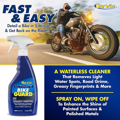STAR BRITE Ultimate Bike Guard - Motorcycle Detailer & Protectant Spray - Remove Road Grime, Add Shine & Protect in Minutes (098022)